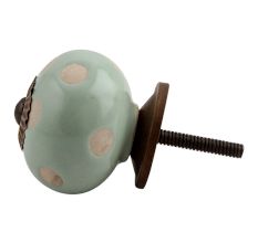 Sage Green Etched Dot Ceramic Drawer Knob