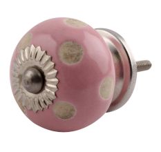 Pink Etched Dot Ceramic Drawer Knob
