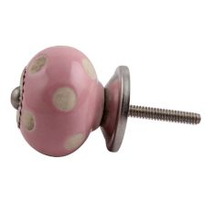 Pink Etched Dot Ceramic Drawer Knob