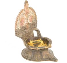 Indian Old Vintage Handmade Unique Brass Oil Lamp Goddess Laxmi Diya