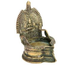 Bronze Oil Lamp with Lakshmi Motif