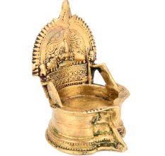 Old Brass Oil Lamp Goddess Laxmi Original Temple Deepak Rich Patina