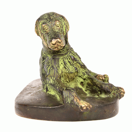 Bronze Sitting Dog Statue