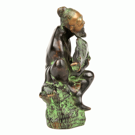 Chinese Bronze Sculpture Figurine Fish Basket