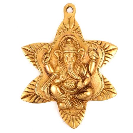 Ganesha Leaf God Brass Wall Plate