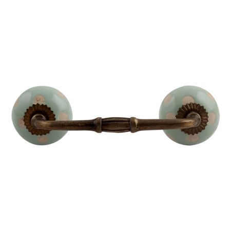 Sage Green Etched Dot Ceramic Bridge Handle