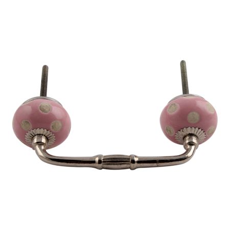 Pink Etched Dot Ceramic Bridge Handle