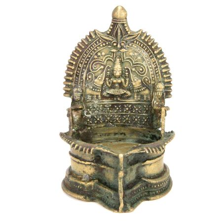 Bronze Oil Lamp with Lakshmi Motif