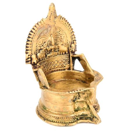 Old Brass Oil Lamp Goddess Laxmi Original Temple Deepak Rich Patina