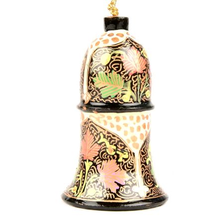 Yellow Design Tree Decoration Christmas Bell Hand Painted Paper Art Paper Mache