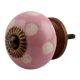 Pink Etched Dot Ceramic Drawer Knob