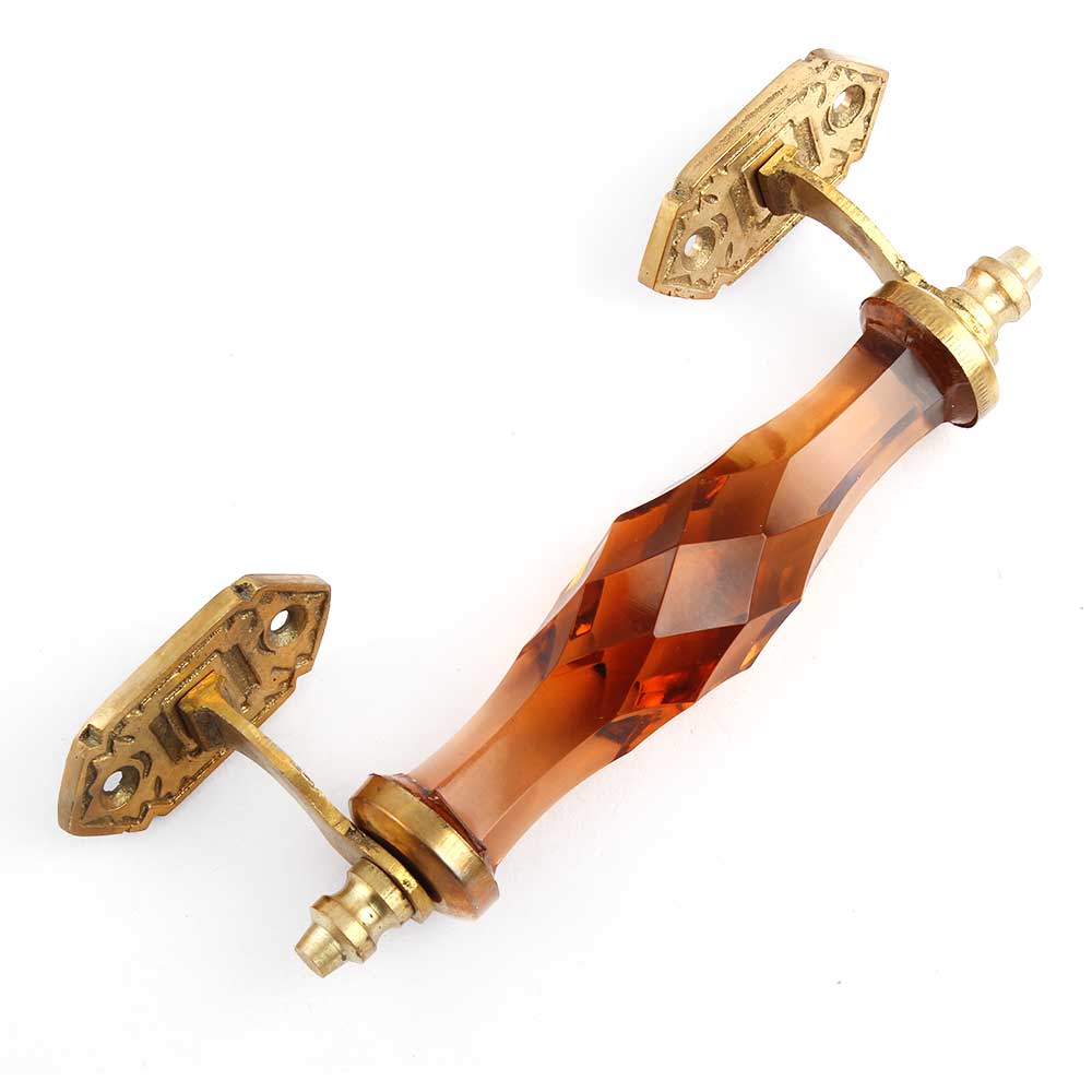 Amber Glass Cut Cabinet Handles