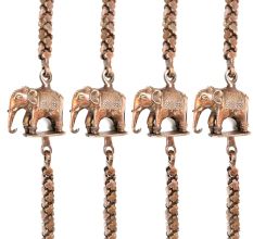 Brass Swing Chain Set With Handmade Elephant And Peacock Statues (Set Of 4 Piece)