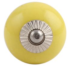 Solid Yellow Silver Fitting Ceramic Cabinet Knob