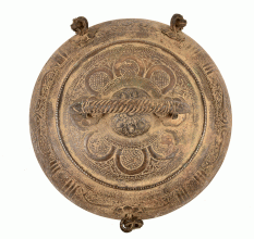 Indian Old Vintage Brass Hand Crafted Engraved Round Storage Box