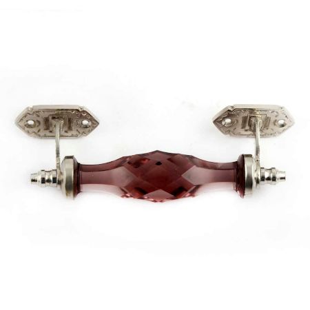 Purple Cut Glass Silver Big Door Handles