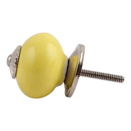 Solid Yellow Silver Fitting Ceramic Cabinet Knob