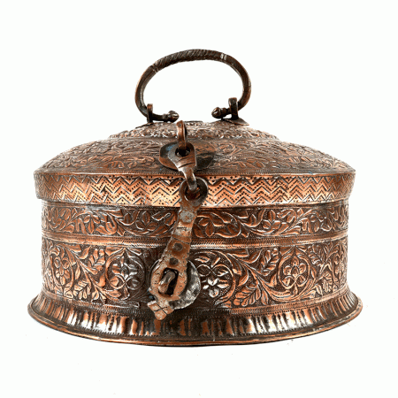 India Vintage Brass Trinket Box Hand Casted