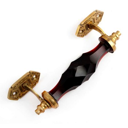 Dark Red Door Glass Cut Handles