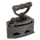 Vintage Coal-Fired Iron with Wood Shapely Handle and Cast Iron Body