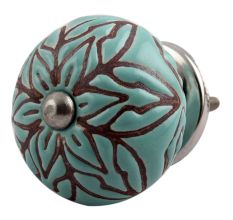Amarylis Floral Etched Ceramic Cabinet Knob Online