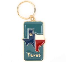 Brass Blue Texas State Flag Keychain