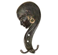 Black Bronze Lady Face Wall Hooks with Long Hair
