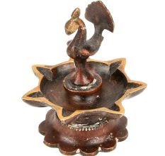 Bronze Peacock Oil Lamp Diya Used in Temple