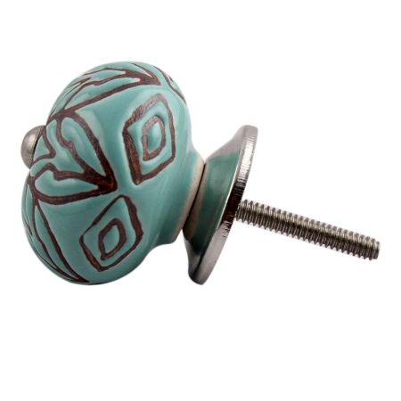 Amarylis Floral Etched Ceramic Cabinet Knob Online