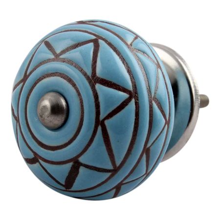 Brown Pattern Etched Ceramic Dresser Knob