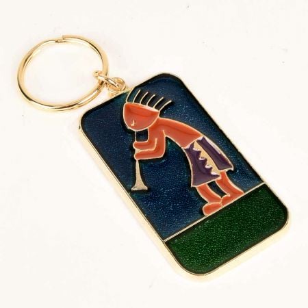 Young Tribal Boy Playing Trumpet Brass Key Chain