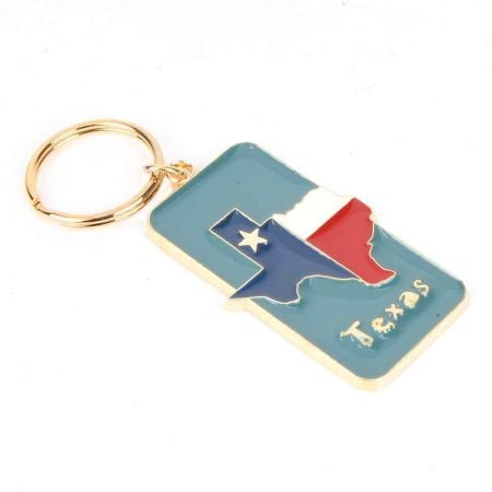Brass Blue Texas State Flag Keychain