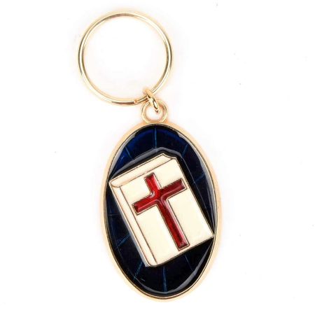 Brass American Red Cross With Blue Border Key Chain