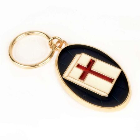 Brass American Red Cross With Blue Border Key Chain