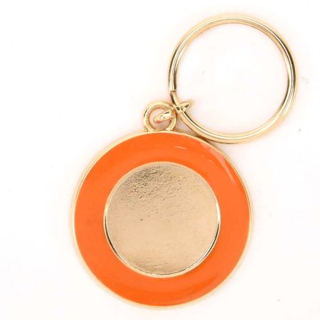 Golden Circle Orange Border Brass Key Ring