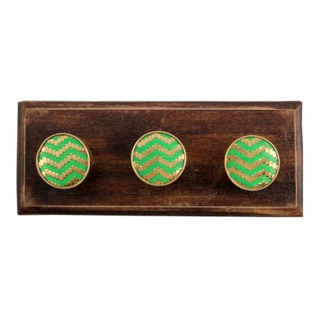 Round Green Metal and Wooden Hooks