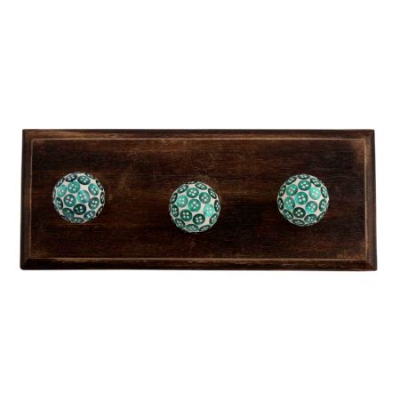Green Button Wooden Hooks