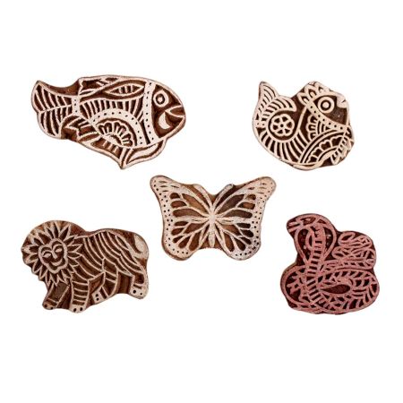 Set of 5 Piece New Mix Wooden Printing Block