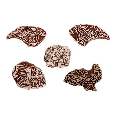 Set of 5 Piece New Mix Wooden Printing Block