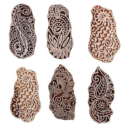 Set of 6 Piece New Mix Wooden Printing Block