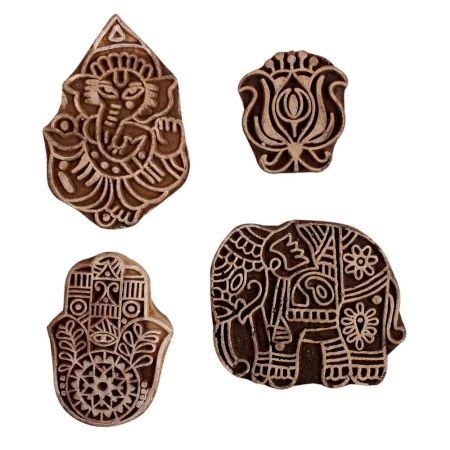 Set of 4 Piece New Mix Wooden Printing Block