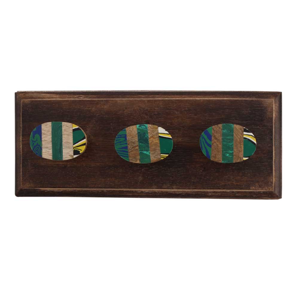 Green Oval Wooden Hooks