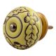 Yellow Brown Leaf Flower Etched Knobs