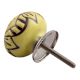 Yellow Base Brown Etched Ceramic Floral Knob