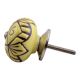 Yellow Base Brown Etched Ceramic Floral Knob