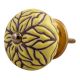 Brown Amarylis Floral Etched Ceramic Drawer Knob
