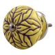 Brown Amarylis Floral Etched Ceramic Drawer Knob