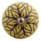 Brown Amarylis Floral Etched Ceramic Drawer Knob