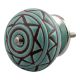 Sea Green Base Brown Pattern Etched Ceramic Drawer Knob