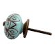 Sea Green Etched Ceramic Floral Cabinet Knob Online